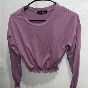 Derek Heart Women's Purple Ruffle Sweatshirt